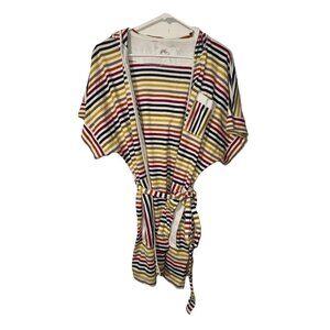 Anthropologie Lilka Rainbow Striped Hooded Robe with Tie Size M/L